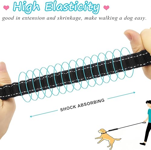 Miniatura 3 de Correa elástica reflectante de 5 a 7 pies, sin tirones para absorción de impactos, correa elástica de nailon para perros y gatos pequeños y medianos