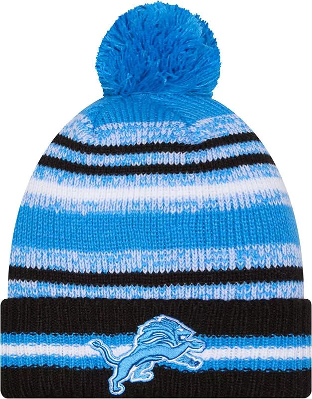 New Era Sideline Sport gestreifte Fußball-Strickmütze mit Bommel – NFL Cheer Winter Knit Toque Cap