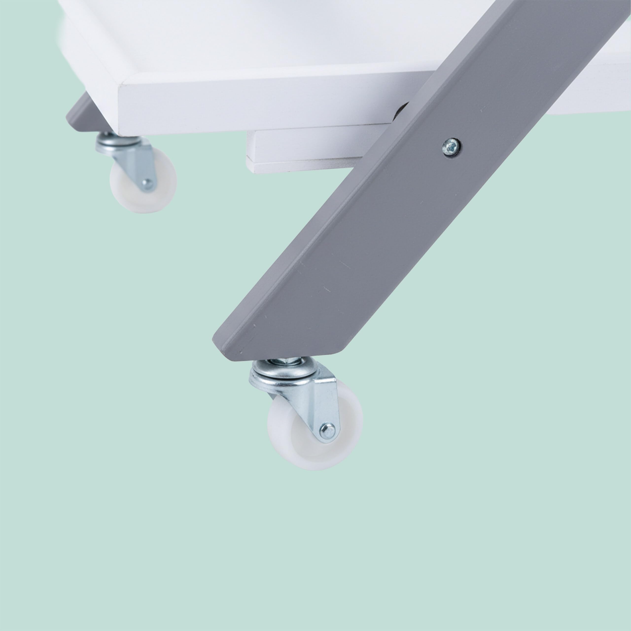 Relaxdays Carrello in bambù con portabottiglie, 2 Ripiani, 70x44x39,5 cm, Bianco-Grigio