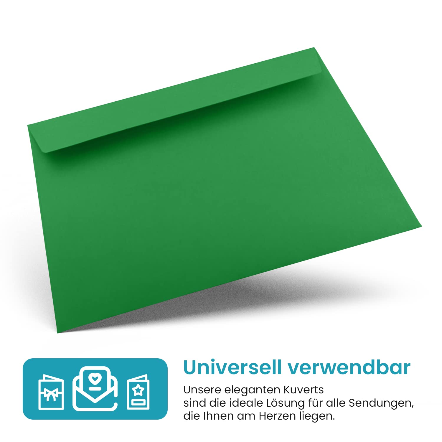 Netuno 500 papierowych kopert zielonych DIN C6 114 x 162 mm designerskie koperty samoprzylepne koperty wysokiej jakości koperty C6 na zaproszenia, kartki urodzinowe, zaproszenia ślubne