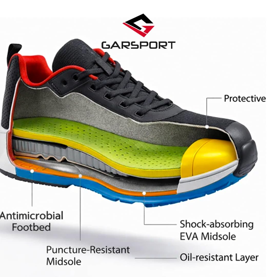 GARSPORT Adulto Motion Low 3 S3S Scarpa Antinfortunistica Bassa, Marrone/Giallo, Pelle Liscia, Lavoro, Stringata, Puntale in Acciaio