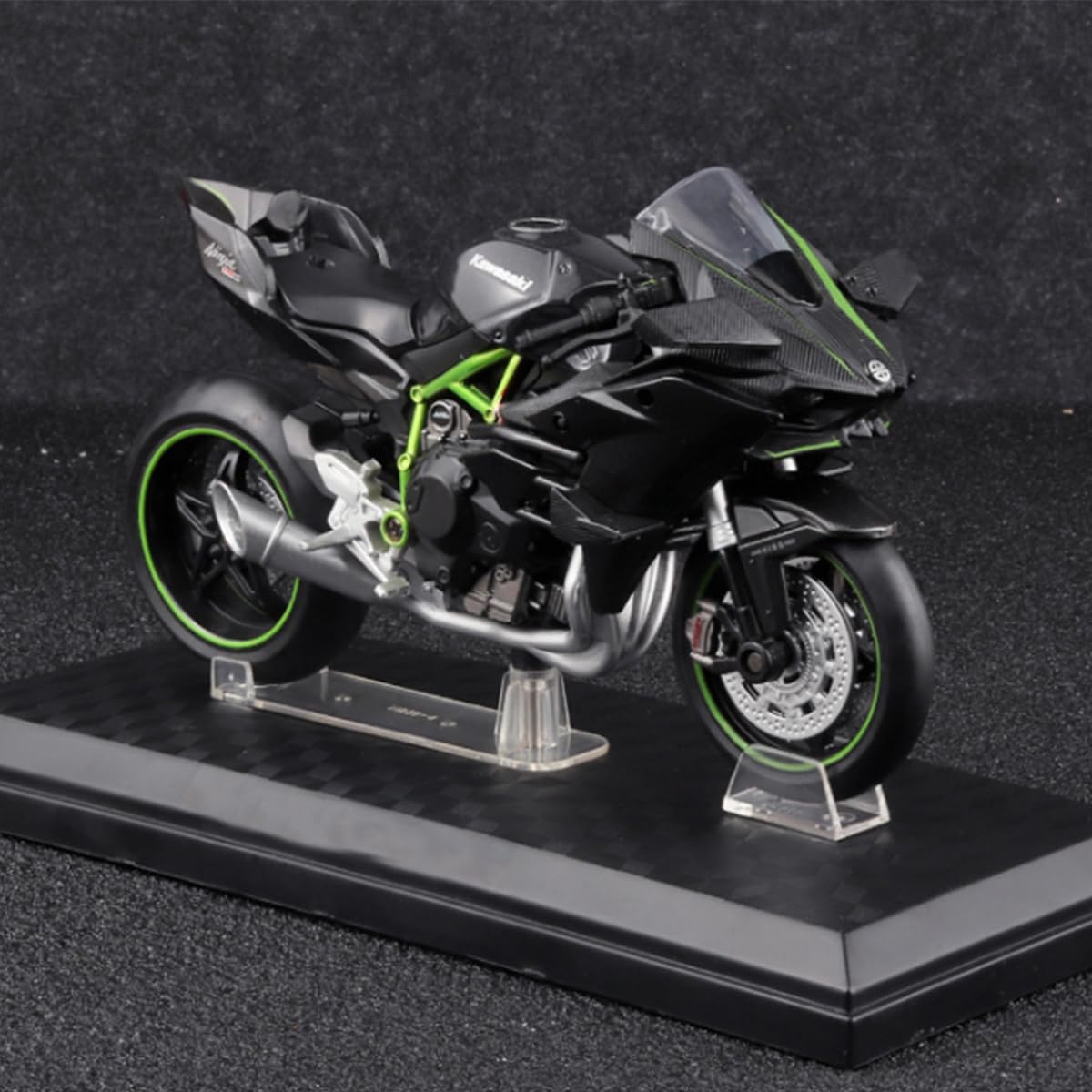 Doyomtoy Legierung H2r Motorrad-Modell, Maßstab 1:12, originalgetreue Nachbildung, kommt mit dekorativen Basis