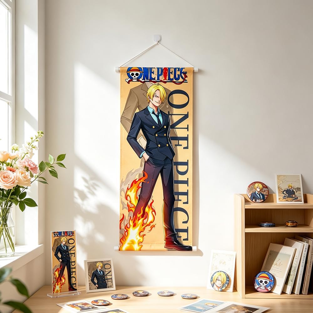 OP Anime Wall Scroll Poster – Decorative Art Print with Hanging Accessories 27.5" L x 9.8" W (Sa3) image 2