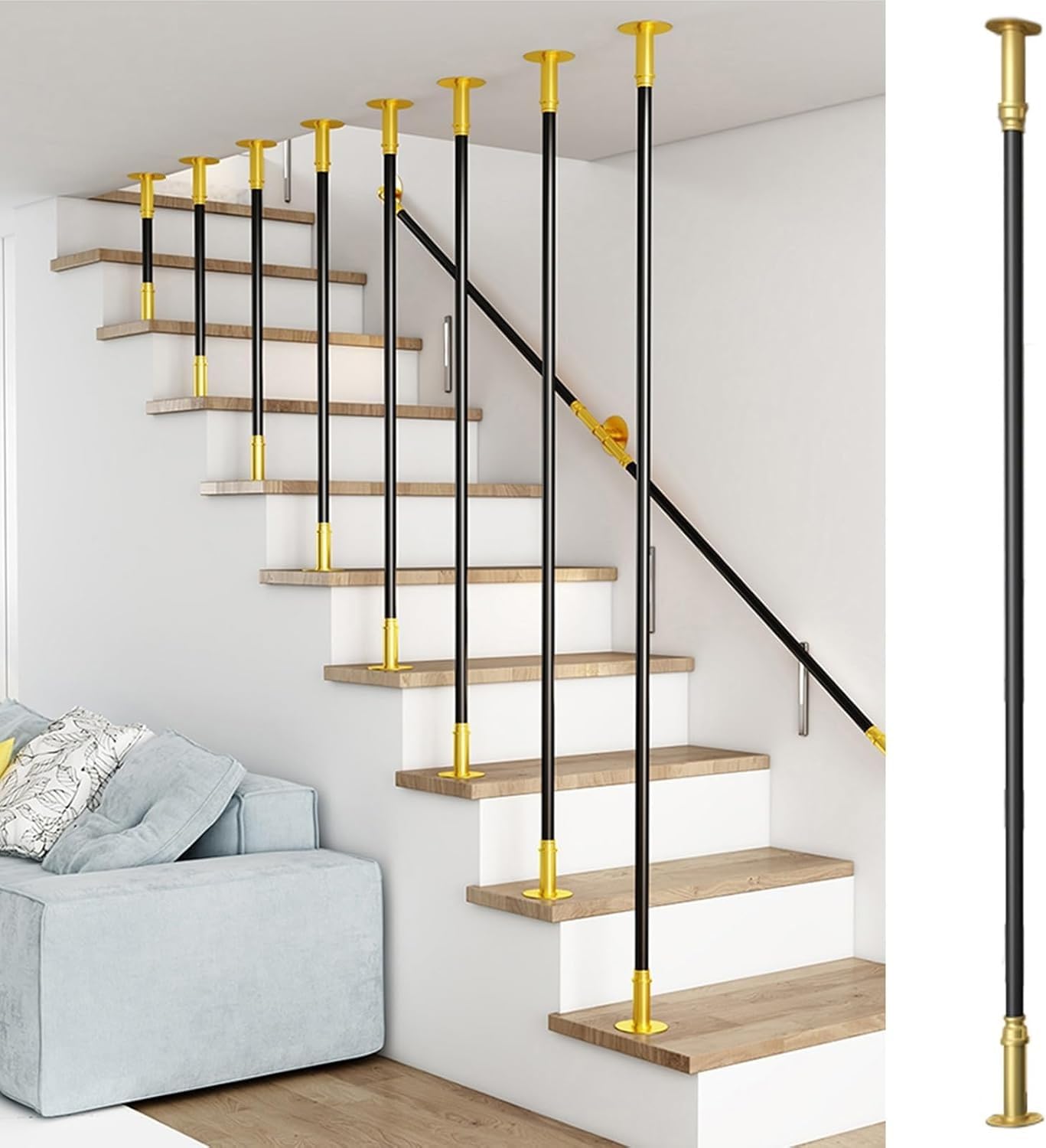 Poteaux de sécurité pour escaliers et combles, garde-corps bicolore hauteur 185 cm