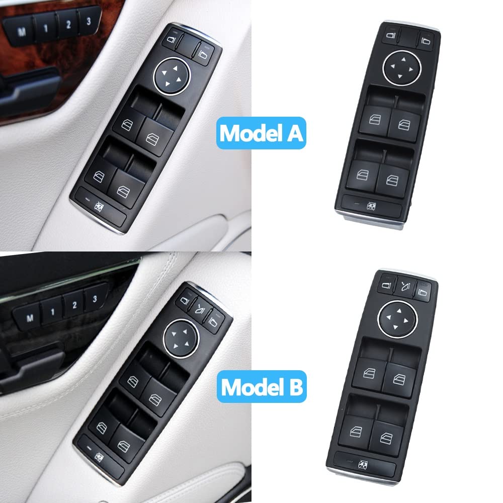 Interruttore Alzacristallo Elettrico Lato Guida Anteriore Per Mercedes-Benz Classe C (W204), E (W212), B (W246) E AMG - In ABS Nero, Sostituisce 2929054900