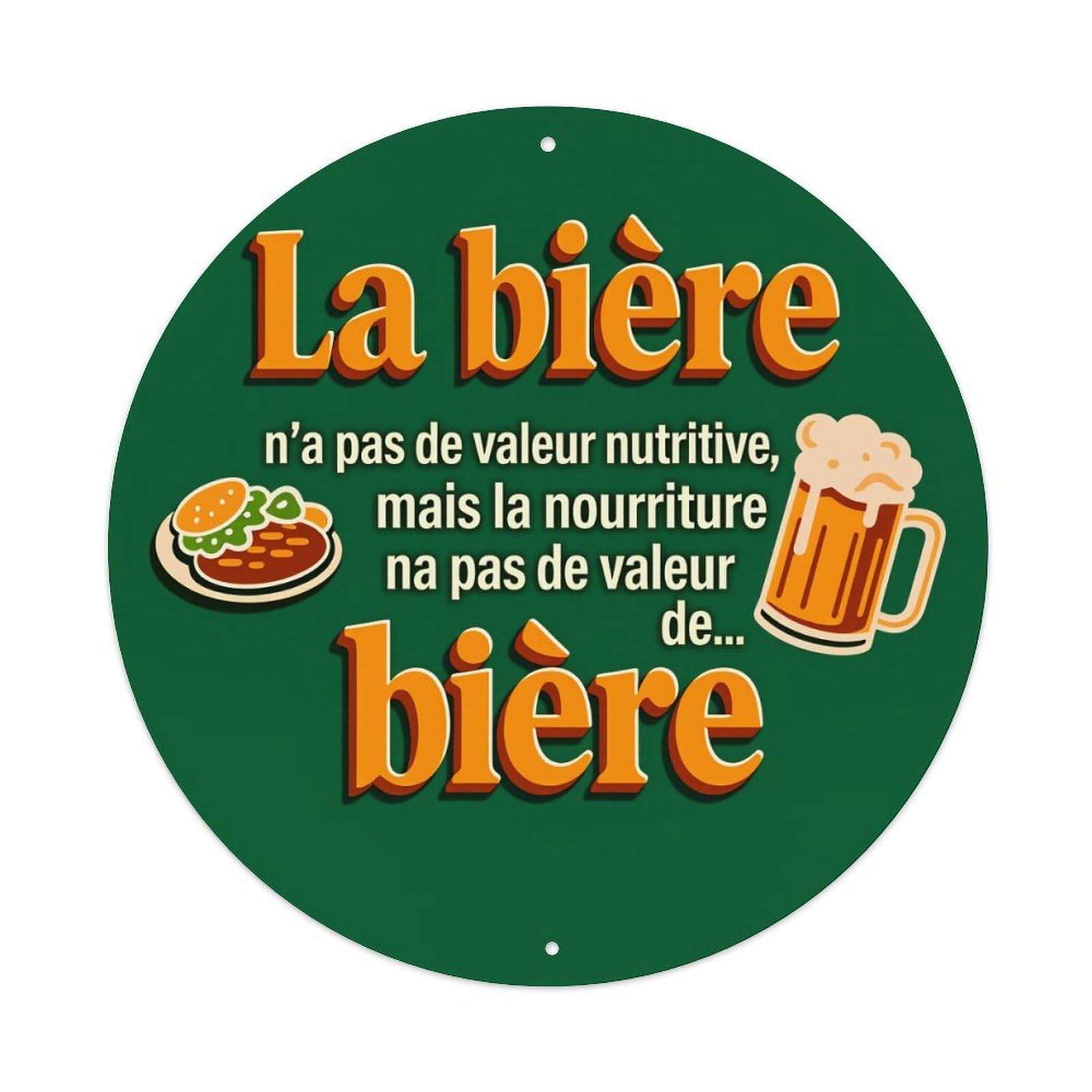 Beer Food Value Beer Round Tin Sign Vintage Style Metal Sign Home Bar Garden Wall Plaque Decor Metal Poster 8x8 Inch