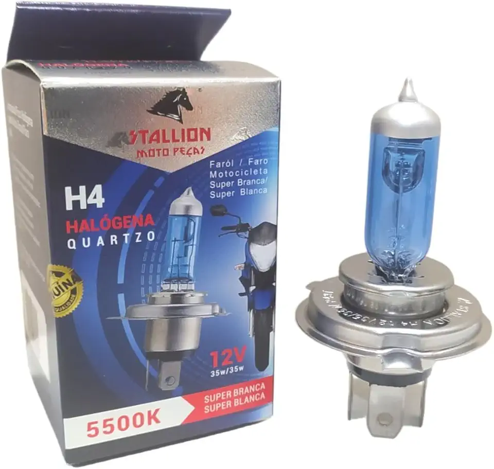 Lâmpada H4 Super Branca P/Moto Farol 35w Halogena Universal