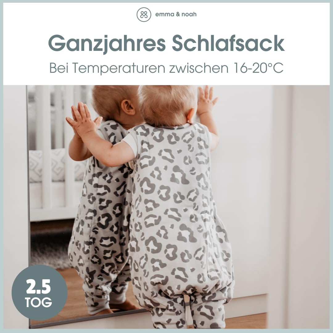 emma & noah Baby Schlafsack mit Füßen 2.5 TOG, Strampelsack für den Herbst und Winter, Bio-Baumwolle, OEKO-TEX Zertifiziert, Kuscheliger Schlafsack für Neugeborere (Punkte Mint, 90 cm)