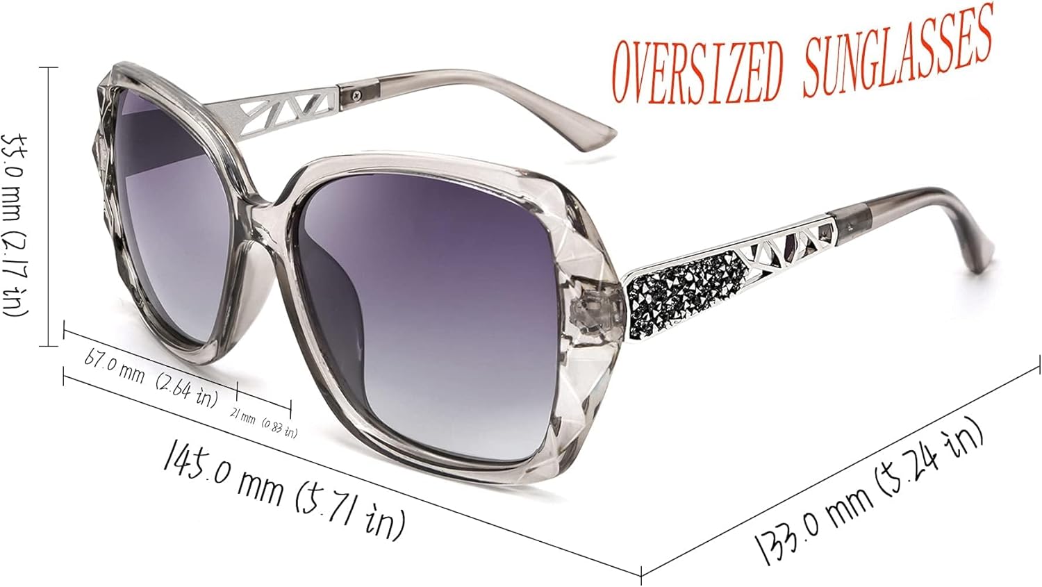 FEISEDY Polarized Women Square Sunglasses Sparkling Composite Shiny Frame B2289 - Image 5