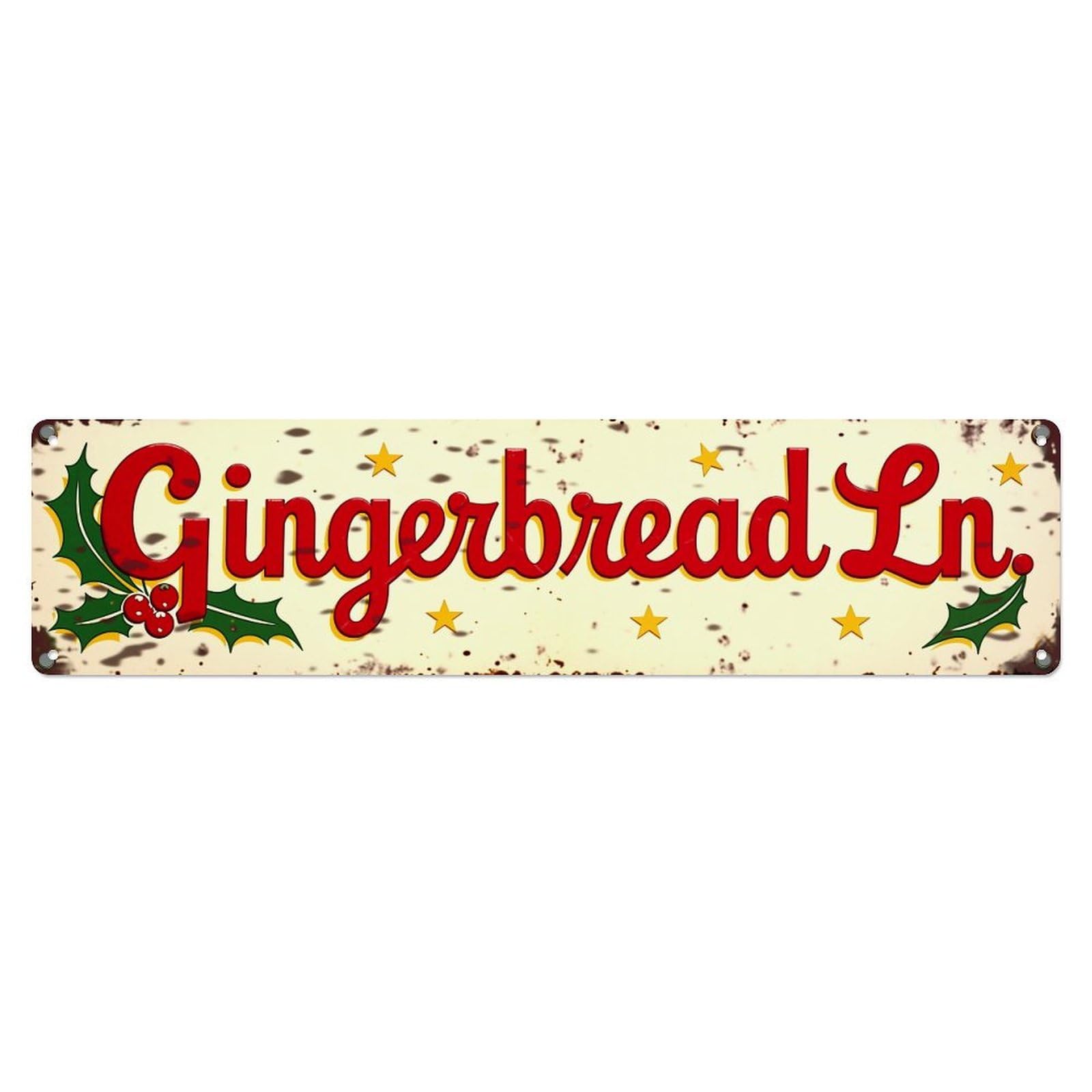 Gingerbread Lane Holiday Sign Metal Tin Sign Plaque