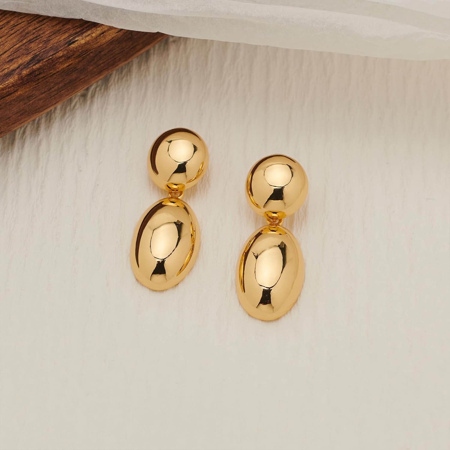 Gold Dangle Earrings for Women Geometric Oval Dangle Earrings Gold Statement Earrings Fashion Jewelry - Image 3