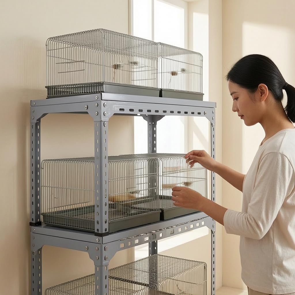 Support cage à oiseaux en métal blanc, pied multifonctionnel pour cage à oiseaux , 60cm*40cm Haut 30cm