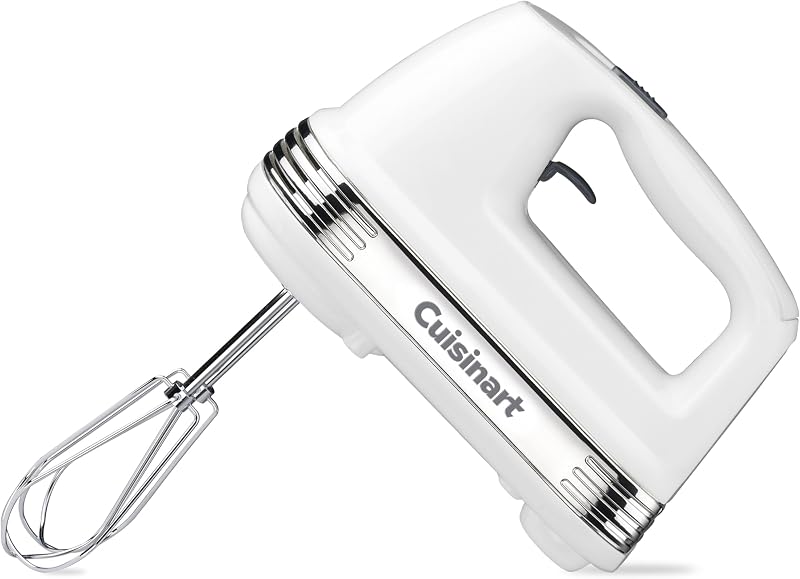 Power Advantage Batidora de mano de 5 velocidades, batidora de mano con motor de 220 W, batidora eléctrica con 5 ajustes de velocidad, batidores extralargos aptos para lavavajillas, cable giratorio de 60 pulgadas, HM-50, color blanco