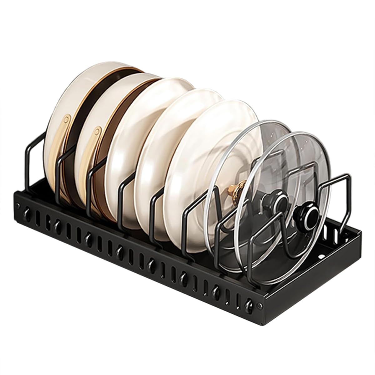 UDSKNV[KSL Pot and Pan Organizer Pull Out, Sliding Lid Holder and Pan Rack Under Cabinet Kitchen Storage