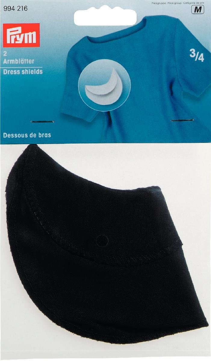 Prym Black Dress Shields Size 3/4 100% Cotton