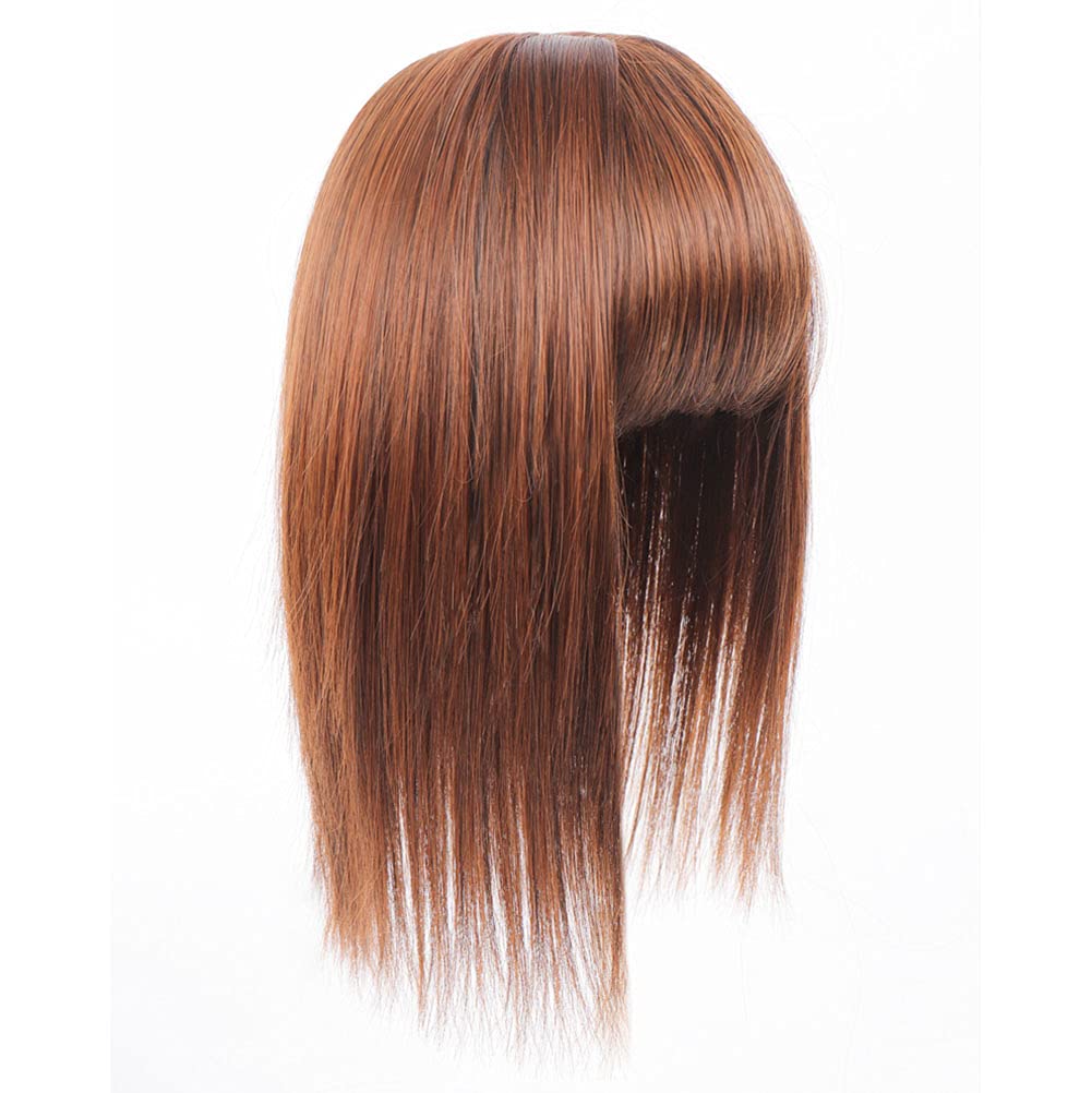 Silk Straight Hand Made Mono Parting Wiglet Clip in Top Topper Middle Parted With Blunt Bangs 40cm/Thick Light Brown