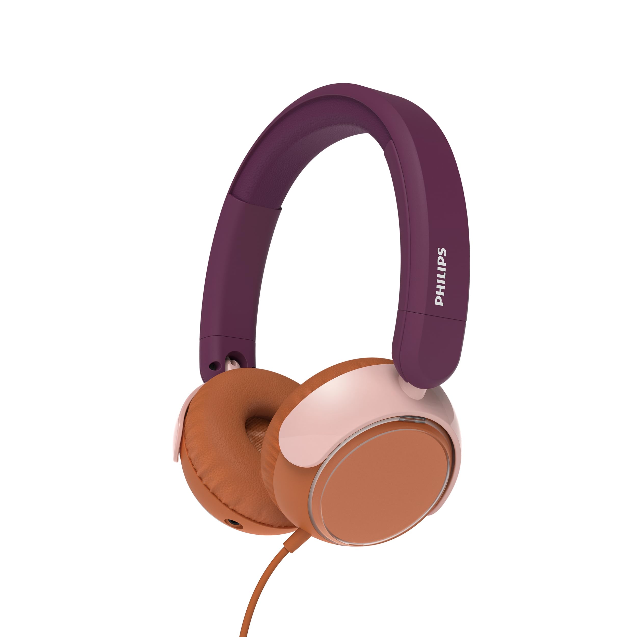 Philips TAK2000MP 2000 Series On Ear Wired Kids Foldable Headphones - Volume Limited, Audio Sharing, 3.5mm and USB-C Cable included - Magenta Purple