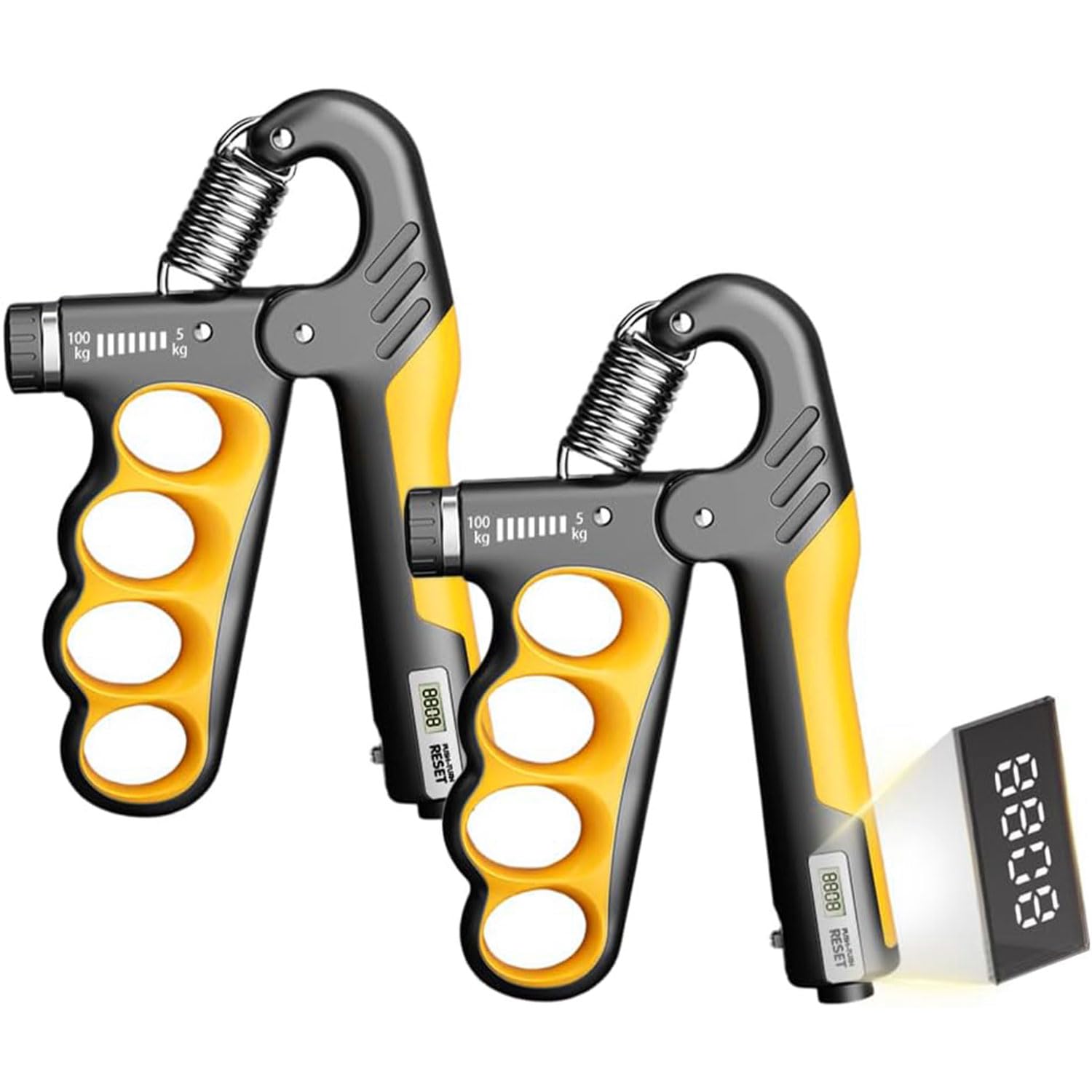 Grip Strengthener, 5-100 Kg Adjustable Hand Gripper Strengthener, Forearm Strengthener Workout Kit with Mechanical Counter, Finger Strengthener for Professionals and Fitness Beginners (Orange-2pcs)