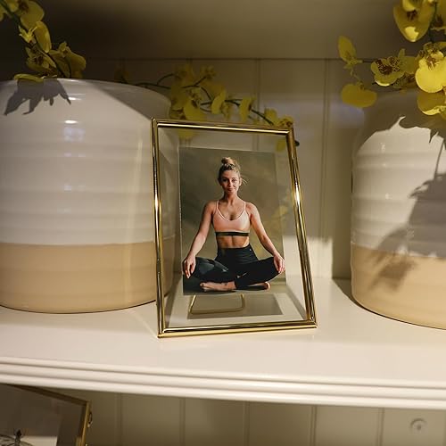 Miniatura 7 de Marco flotante dorado de 5 x 7 pulgadas con corazón romántico, para tamaños de imagen de 4 x 6, 3 x 5, 2 x 3, marco de fotos de estante de mesa,