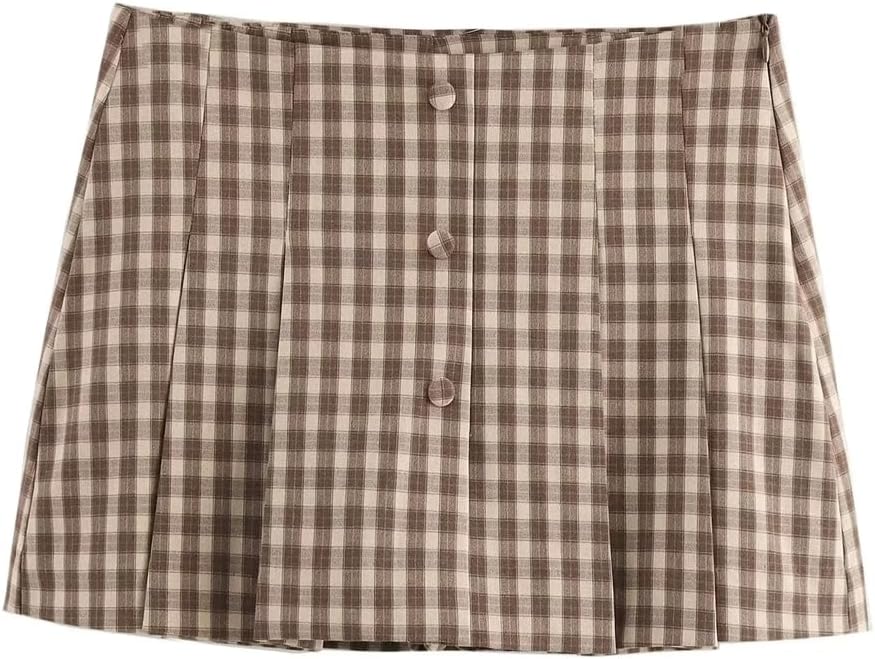Women's Office Plaid Suit Single Breasted Sleeveless Blazer Zipper Straight Shorts