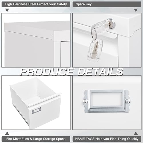 Miniatura 29 de Yizosh Archivador negro de 4 cajones con cerradura, archivadores para oficina en casa, gabinetes de almacenamiento de archivos de oficina