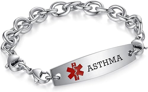 Miniatura 59 de Brazaletes de alerta médica ajustables de 7.5" a 9" para mujer/hombre, de acero inoxidable, intercambiables