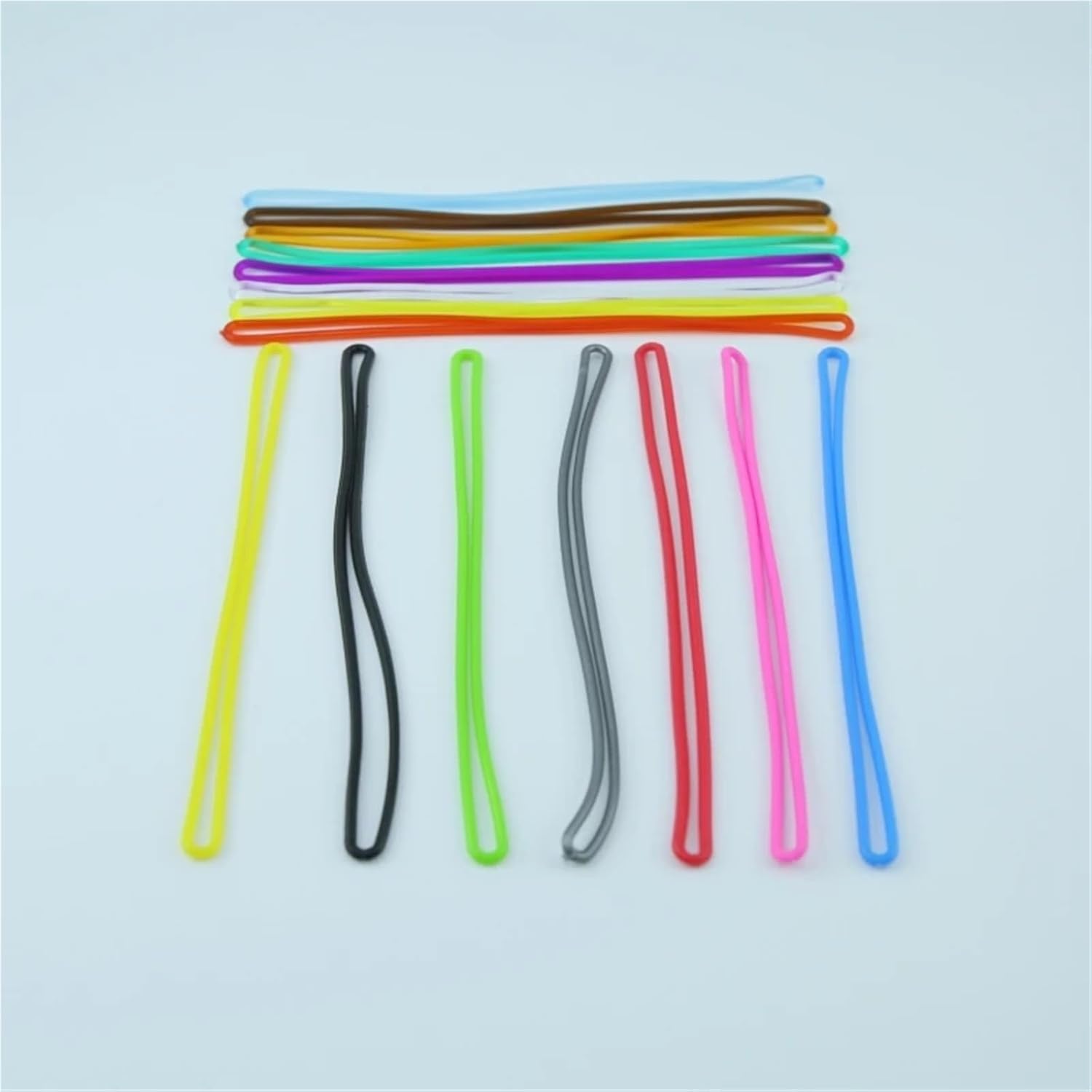 Luggage Loop Straps 100PCS Luggage Tag Strap Bag Tag Loops Worm Loops for Luggage Tags ID Card Badge Holders(Solid Sliver)