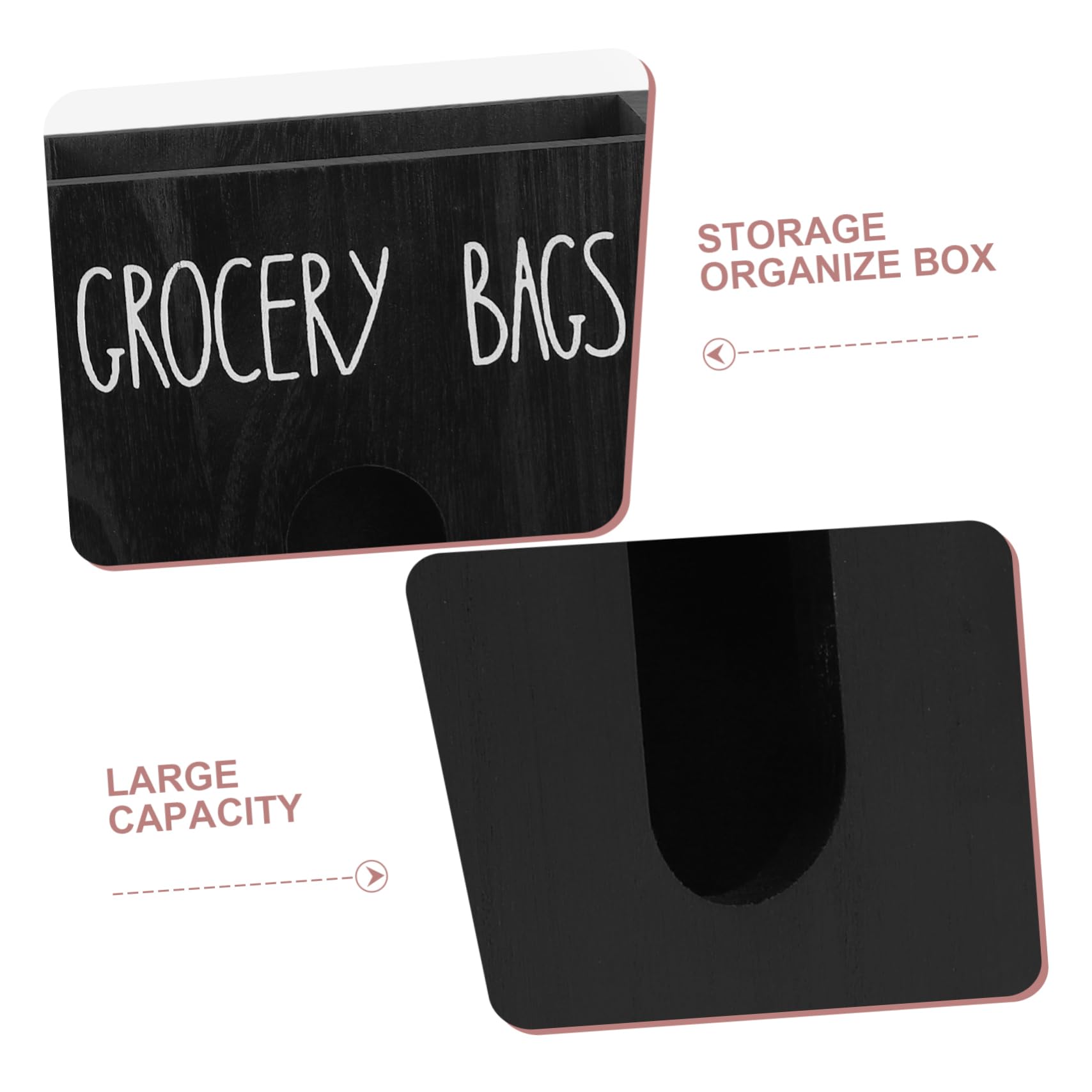 Cabilock Caja de Almacenamiento de Madera dispensador de Almacenamiento de Bolsas de Basura Almacenamiento de la Bolsa de comestibles Porta Bolsa de Basura Negro