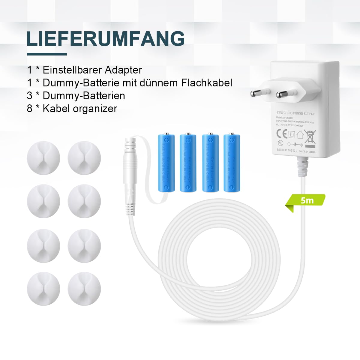 Alimentatore per batterie 2-4 AA 3-6 V per stazione meteorologica campanello senza fili sveglia luce LED