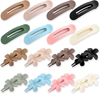 FASOTY 16 Pcs Flat Claw Clips for Women Girls, 2 Styles Non-slip Matte Flat Hair Clips for Thick & Thin Hair Prom Party Hair Decorations