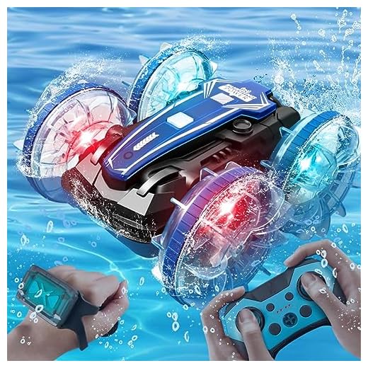 ENERHAMP Amphibious Remote Control Car,Water Beach Pool Toy,2.5GHz 4WD 360° Rotation,Waterproof Gesture RC Stunt Car