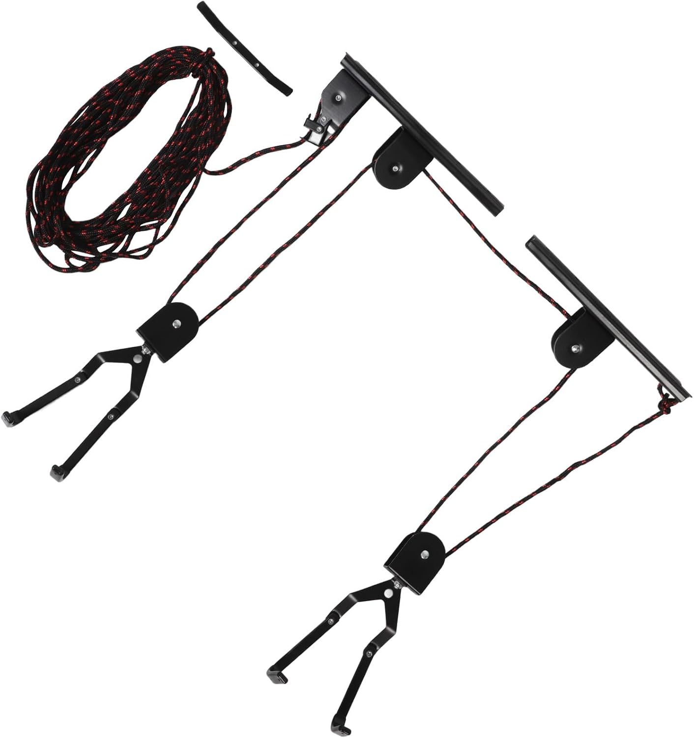 Kisangel Ceiling Storage Hooks Bicycle Hoist Wall-Mounted Bike Pulley for Garage Indoor Use Black Steel Construction 20kg Load Capacity Space-Saving Hanging Rack