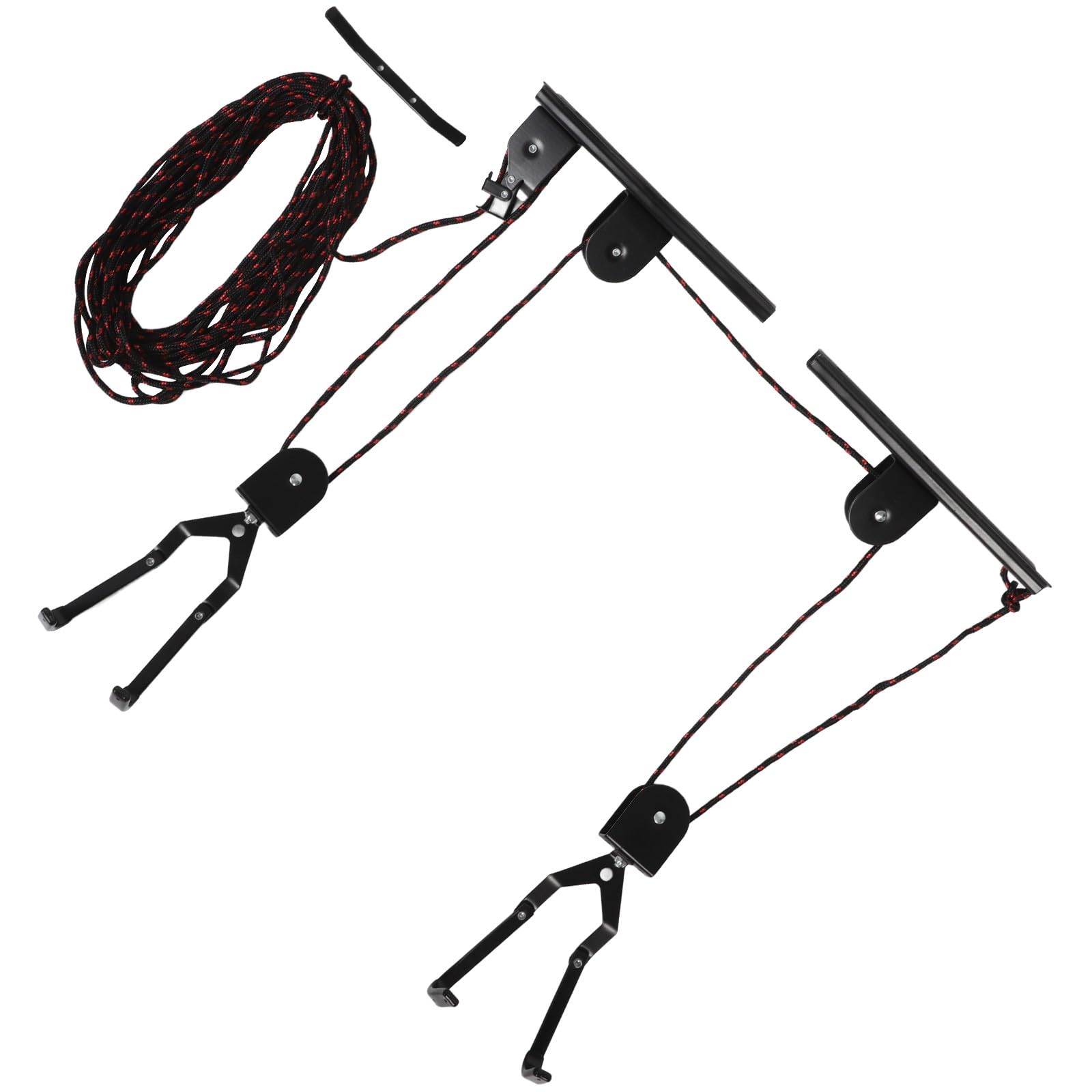 SEWACC Colgador de Bicicletas para Garaje Polea, Soporte de Pared Negro para Bicicletas de Montaña y Ciudad, Capacidad 20 Kg, Sistema de Almacenamiento Vertical para Techo y Organización
