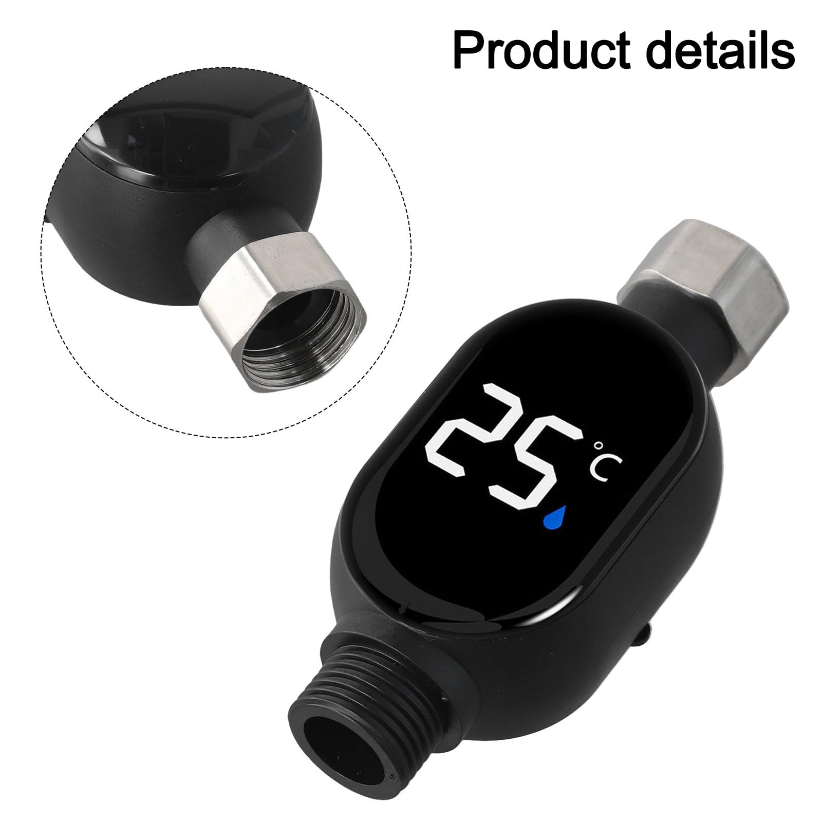 ZYWUOY Thermomètre de douche numérique, affichage de la température LED avec code couleur sécurité pour bain de bébé, adaptateur de robinet en acier inoxydable 304