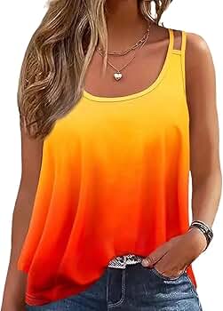 AIMITAG Flowy Tank Tops for Women Gradient Cutout Casual