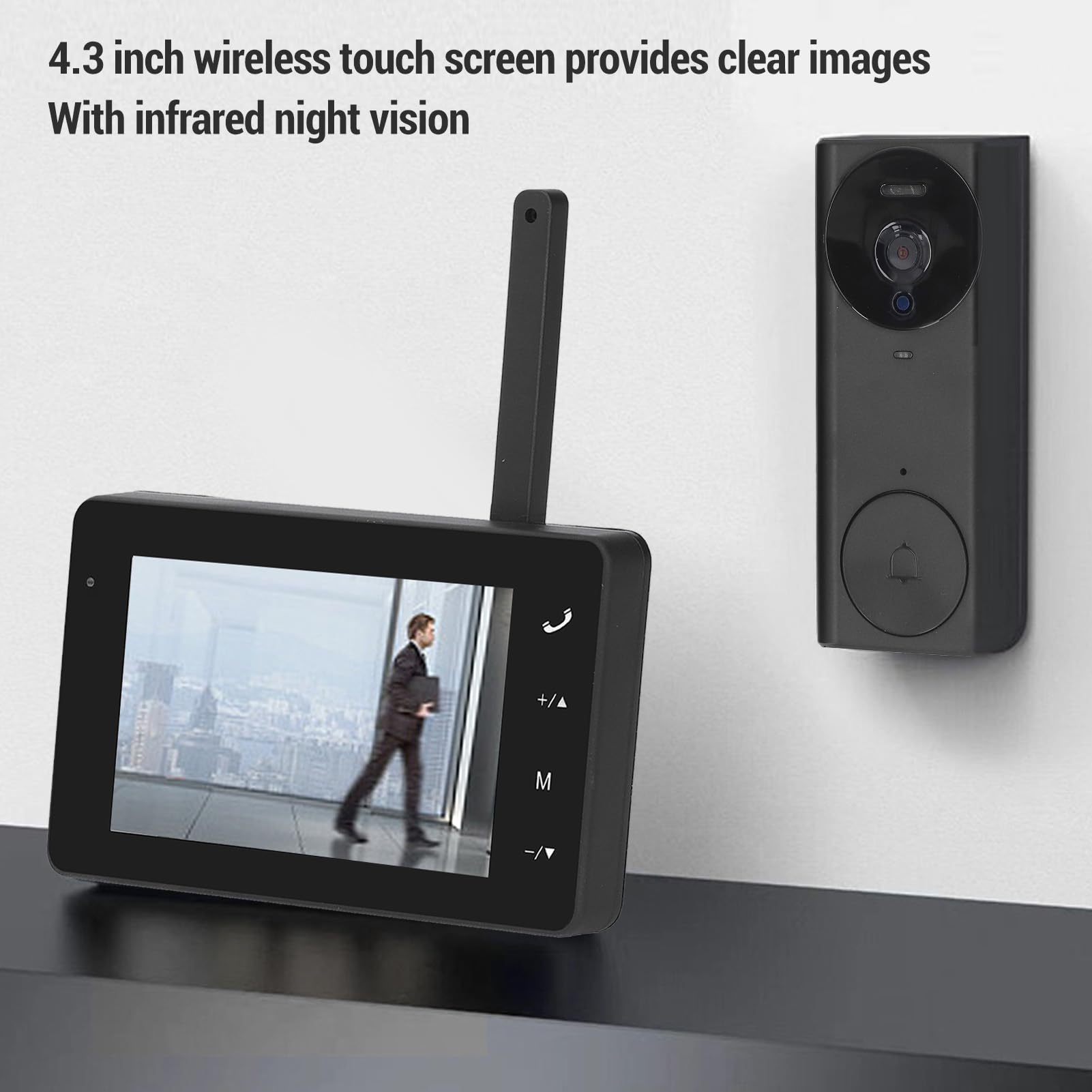 Luocute Videoportero Inalámbrico 1080P, de Intercomunicación con Timbre y Lente de 8MP 170° de Ángulo de Visión, for Puerta de Entrada y Acceso Residencial