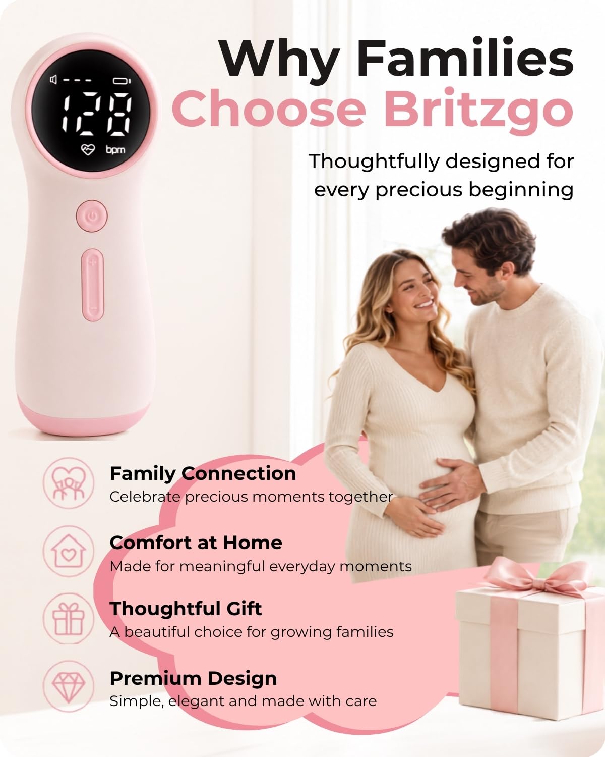 Britzgo U925 - Regalo premuroso per la futura mamma, regalo premuroso per baby shower, elegante compagno di gravidanza, bel ricordo per famiglie in crescita