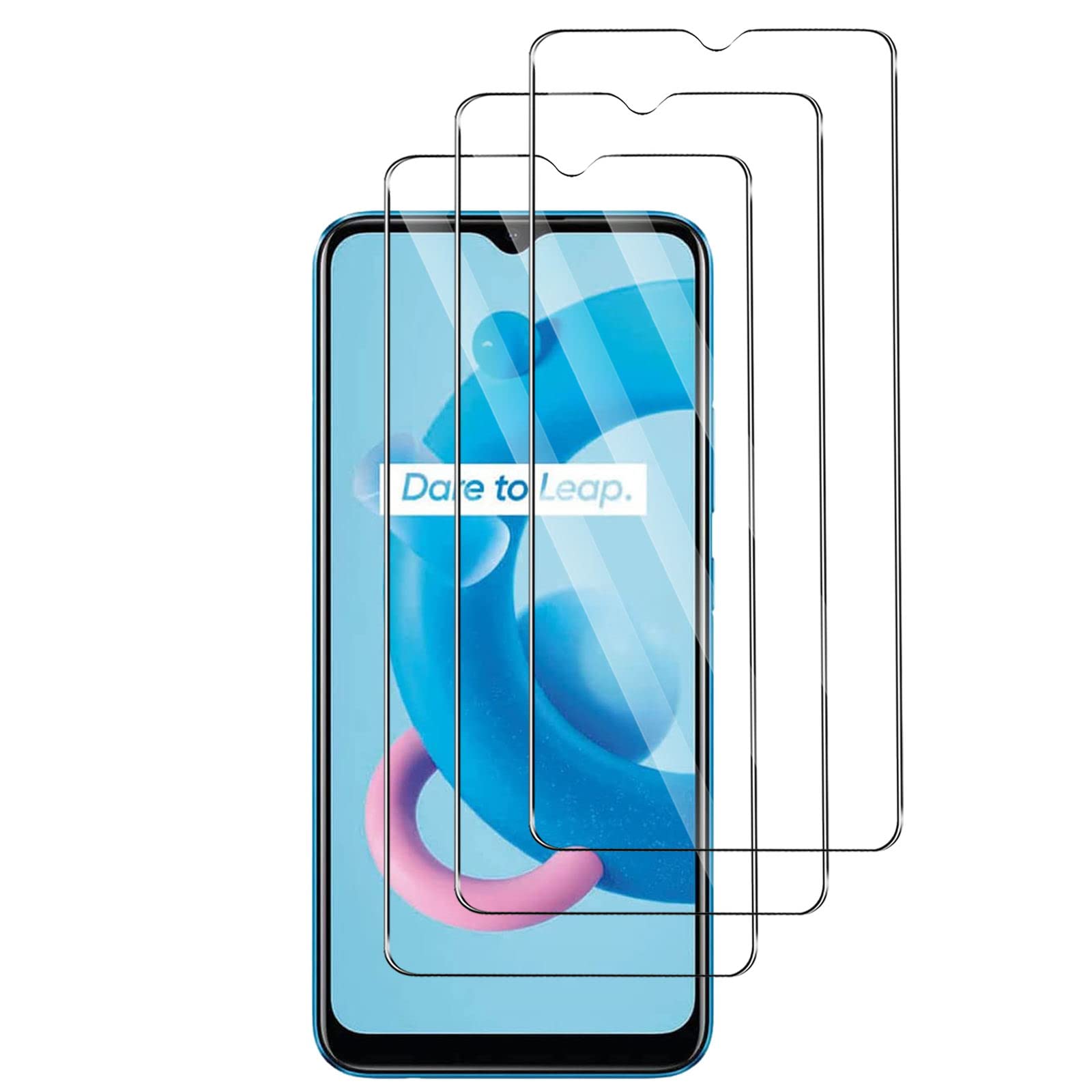 QJOY [3-Pezzi] Vetro Temperato per Realme C11 2021 Pellicola Protettiva [Durezza 9H][ Anti graffio][Anti-Impronte][Senza Bolle] Pellicola Protettiva