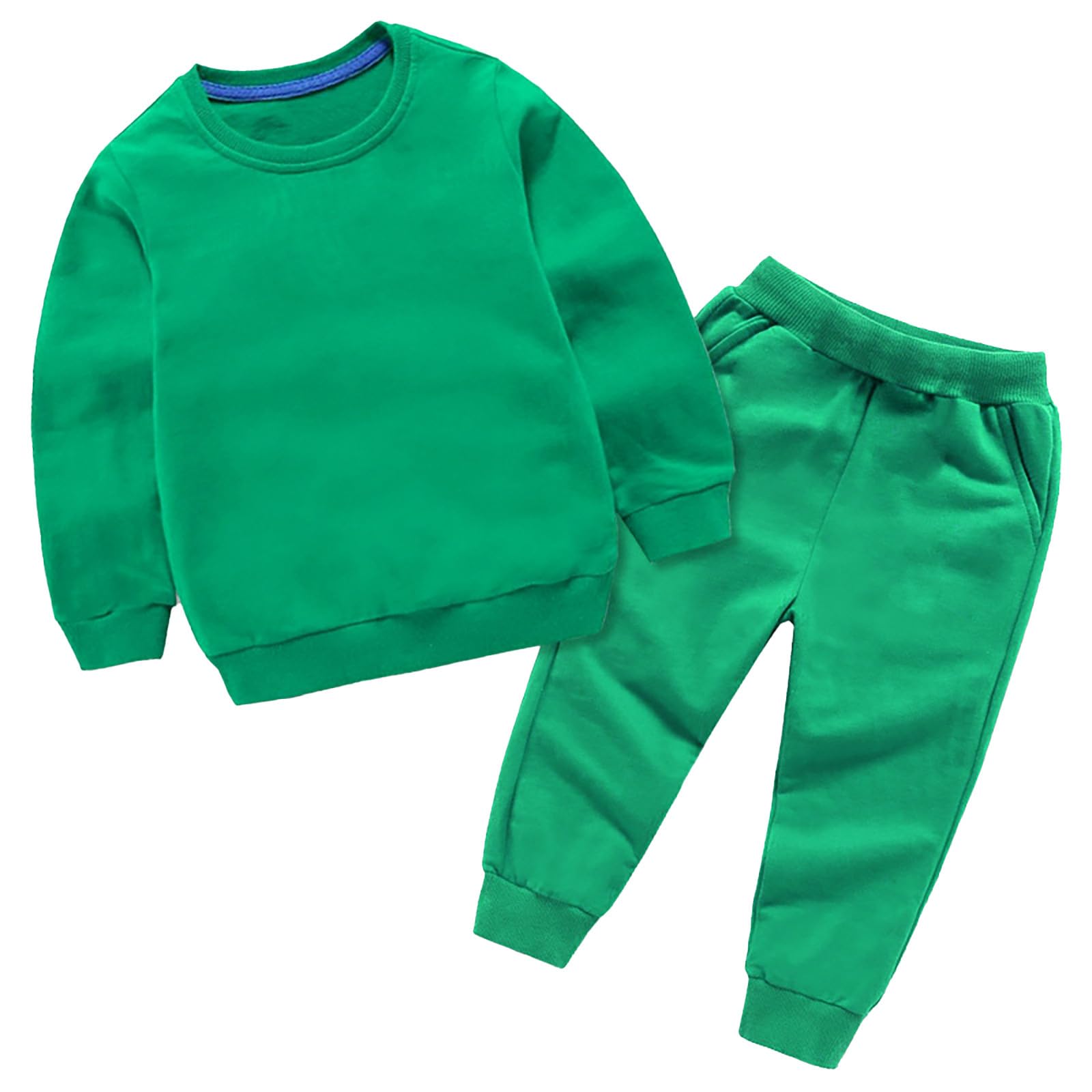 Generisch Baby jongens meisjes kleding winter eenvoudig langarm trui sweatshirt broek 2-delig outfits set, groen, 13-14 Jaar