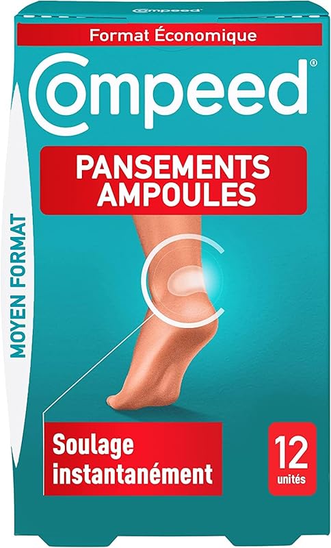 Compeed® - 12 Pansements Ampoules Hydrocolloïde - Effet Seconde Peau - Cicatrisation Rapide - Moyen 