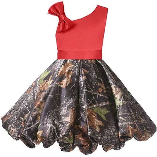 DINGZANCAMO Puffy Bubble Camo Skirt Flower Girl Dress for Mini Bridesmaid Formal Prom Ball Gown