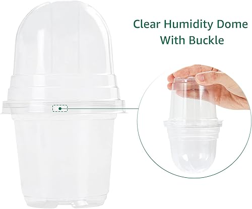 Miniatura 2 de MIXC Macetas transparentes para vivero con cúpula de humedad, maceta de plástico suave y transparente de 4 pulgadas, macetas para plantar, macetas