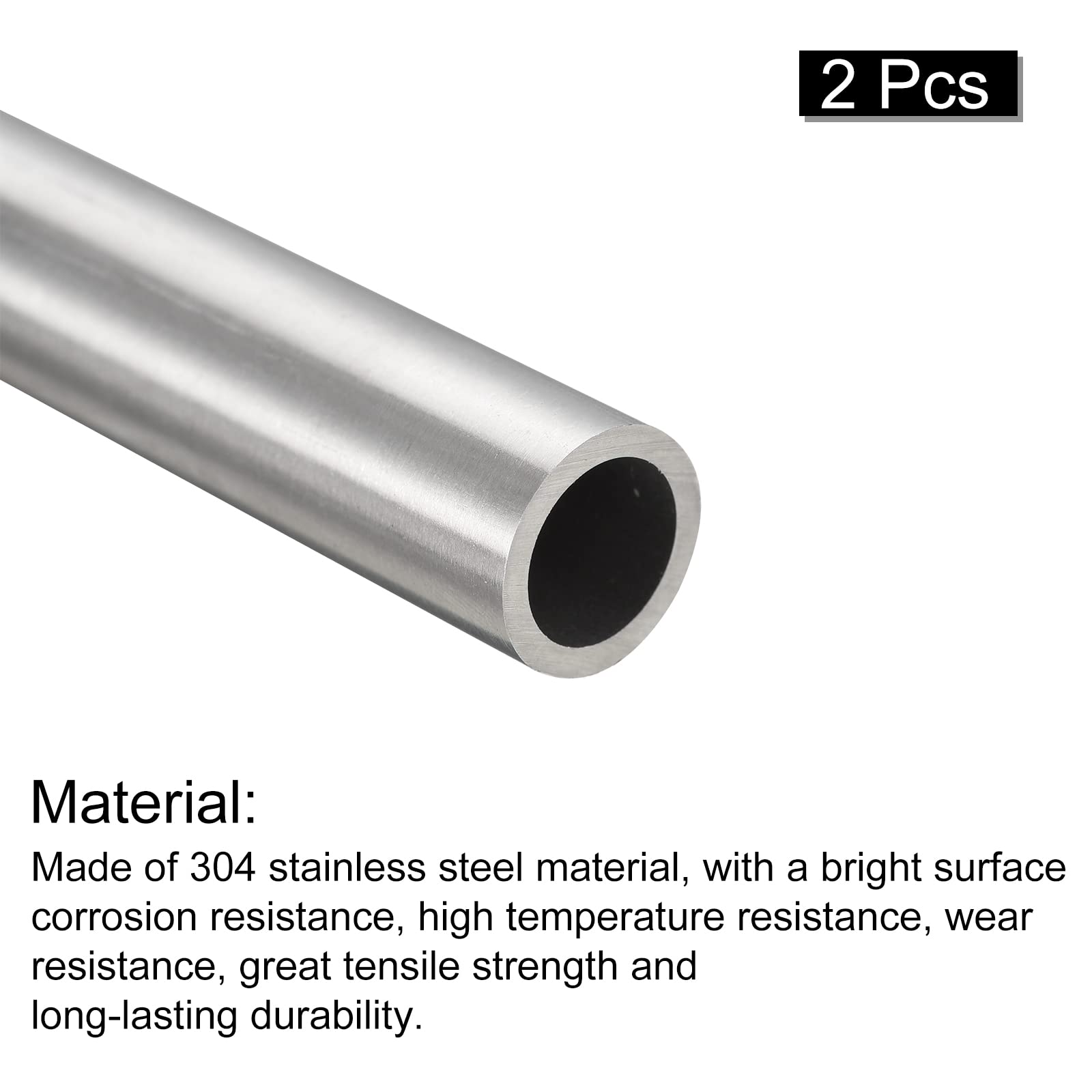 QUARKZMAN 304 Inox Acier Tube, OD 12mm x 1.5mm Paroi Épaisseur 30cm Longueur Métal Tubes pour Industrie Machines, 2Pcs