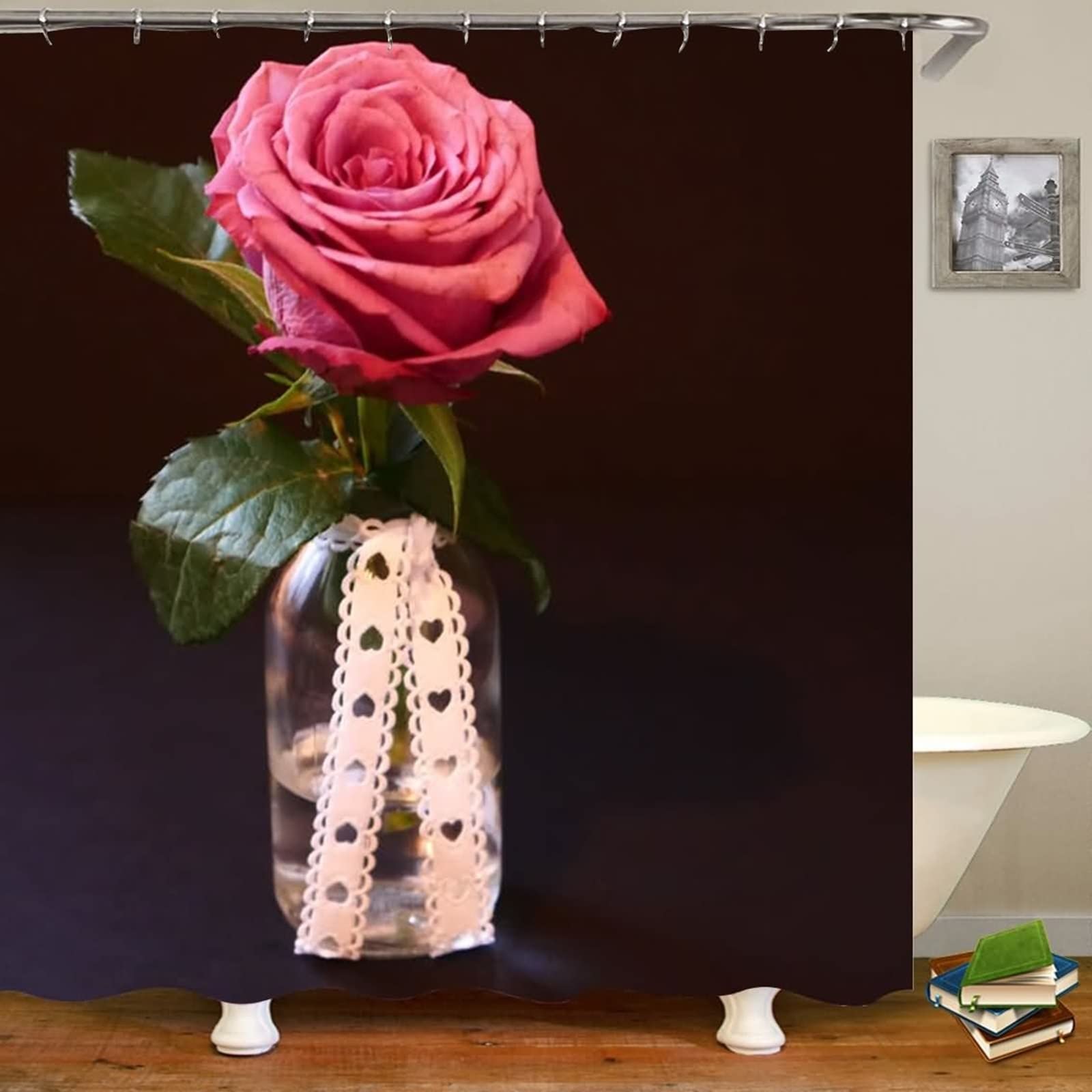 Rideau de douche imperméable anti-éclaboussure KnSam rose 180x200