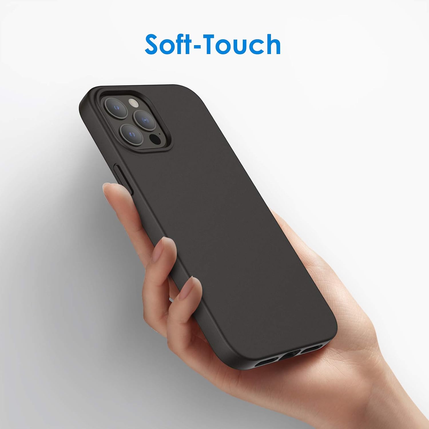 JETech Silicone Case for iPhone 12 Pro Max 6.7-Inch, Silky-Soft Touch Full-Body Protective Phone Case, Shockproof Cover with Microfiber Lining (Black)