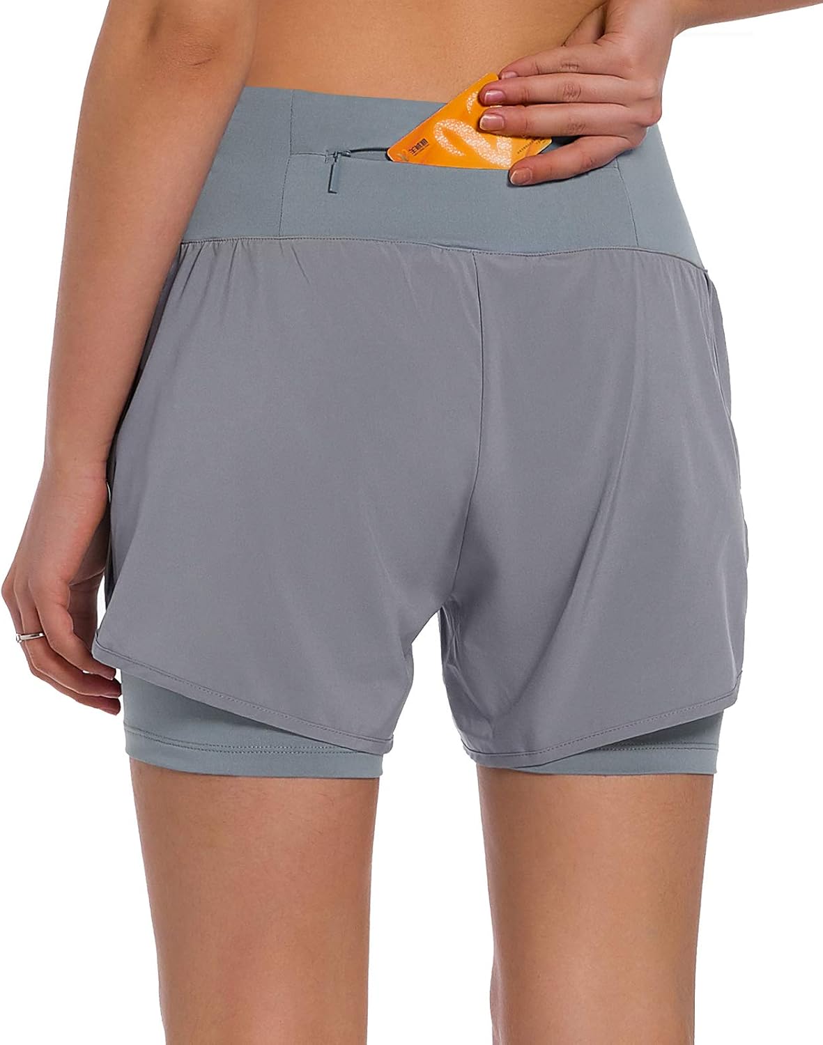 Ksmien Women's 2 in 1 Running Shorts - Lightweight Athletic Workout Gym Yoga Shorts Liner with Phone Pockets - Image 2