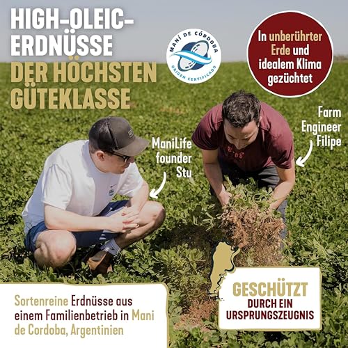 ManiLife Erdnussbutter, Peanut Butter, Deep Roast Crunchy, 900-g-Dose, Erdnussmus aus besten argentinischen Erdnüssen, vegan, erdnussbutter ohne zucker und palmöl, ohne GVO, bulk erdnussbutter