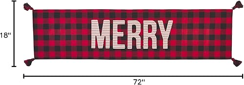 Miniatura 4 de Mud Pie Merry Buffalo Camino de mesa navideño, rojonegro, 72 x 18 pulgadas