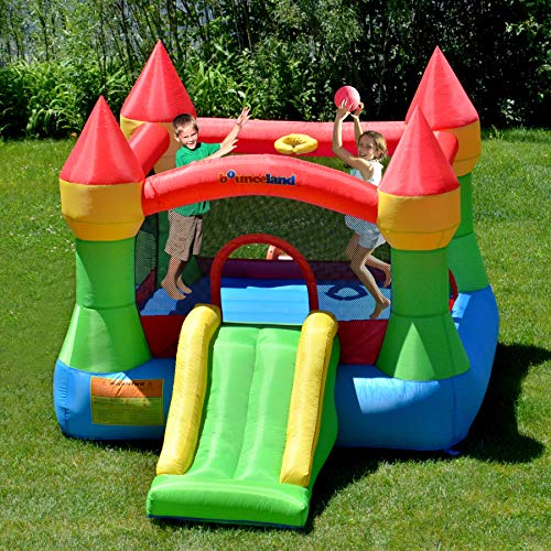 Bounceland Bounce House Castle With Basketball Hoop Inflatable Bouncer, Fun Slide, Safe Entrance Opening, Ul Certified Strong Blower Included, 12 Ft X 9 Ft X 7 Ft H #TOP4