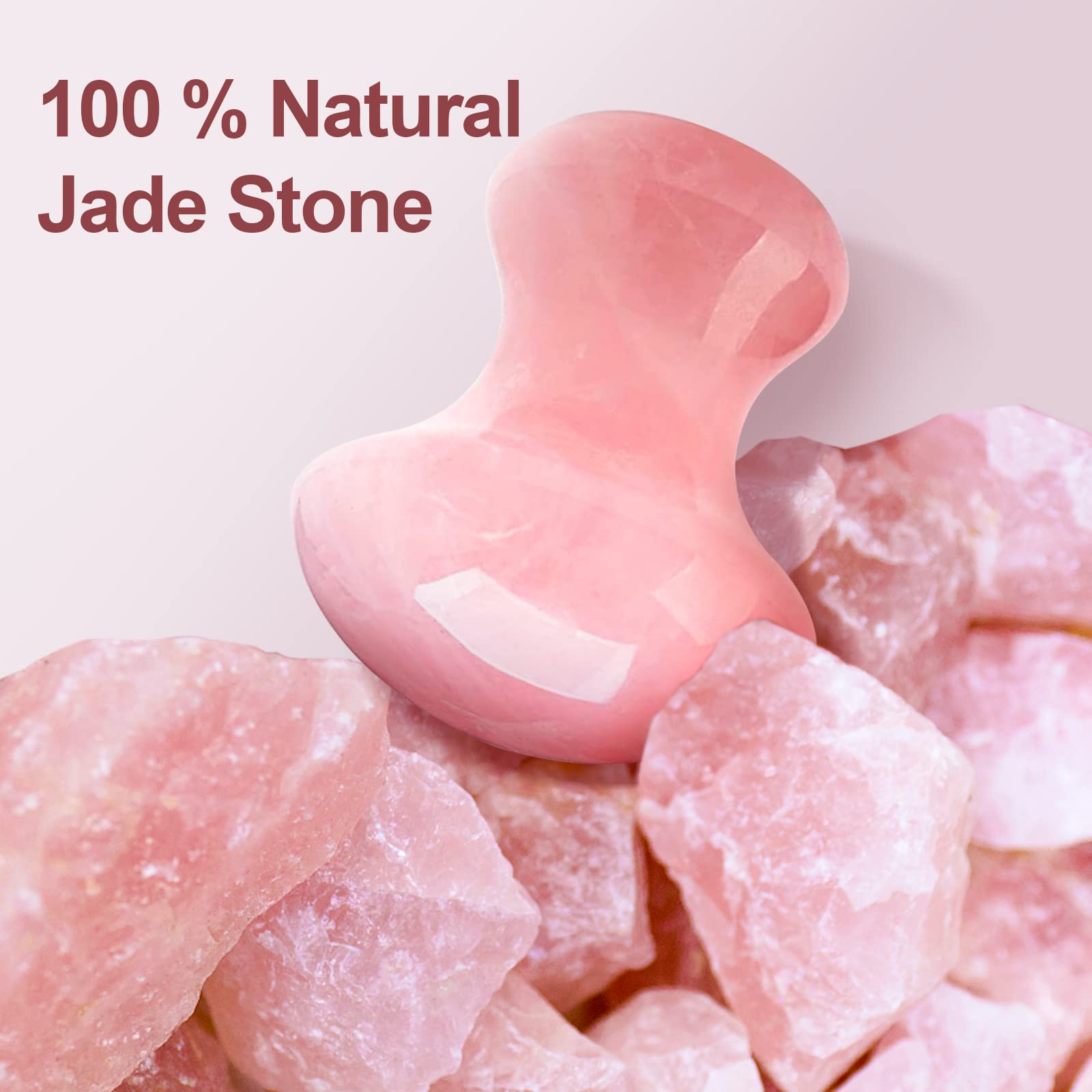 gemshan Gua Sha de hongos, herramienta de masaje de hongos de cuarzo rosa para relajar los músculos y el cuidado facial de la piel de las mujeres